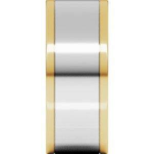 14K Yellow Or White Or Rose Gold Stepped-Edge Inlay Flat Band