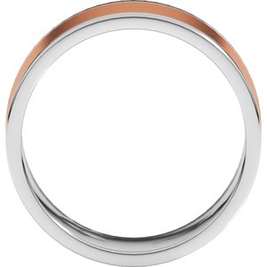 14K Yellow Or White Or Rose Gold Stepped-Edge Inlay Flat Band