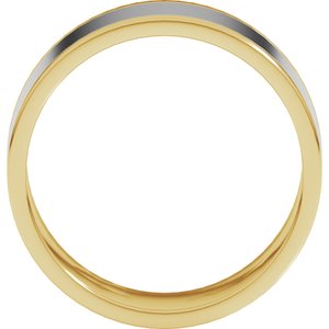 14K Yellow Or White Or Rose Gold Stepped-Edge Inlay Flat Band