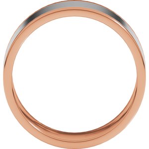 14K Yellow Or White Or Rose Gold Stepped-Edge Inlay Flat Band