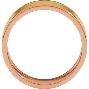 14K Yellow Or White Or Rose Gold Stepped-Edge Inlay Flat Band