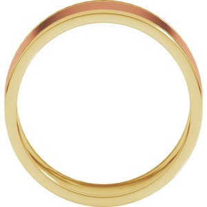 14K Yellow Or White Or Rose Gold Stepped-Edge Inlay Flat Band