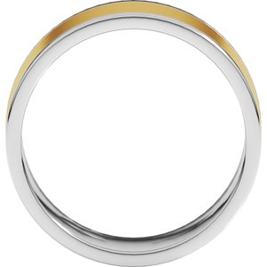 14K Yellow Or White Or Rose Gold Stepped-Edge Inlay Flat Band