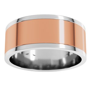 14K Yellow Or White Or Rose Gold Stepped-Edge Inlay Flat Band