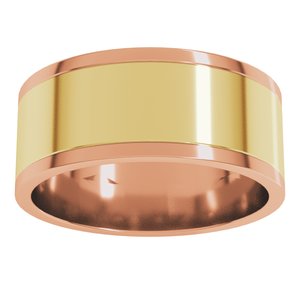 14K Yellow Or White Or Rose Gold Stepped-Edge Inlay Flat Band