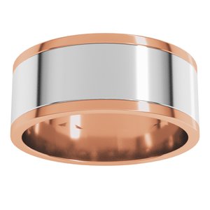 14K Yellow Or White Or Rose Gold Stepped-Edge Inlay Flat Band