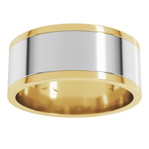 14K Yellow Or White Or Rose Gold Stepped-Edge Inlay Flat Band
