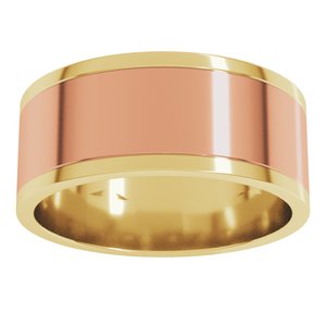 14K Yellow Or White Or Rose Gold Stepped-Edge Inlay Flat Band