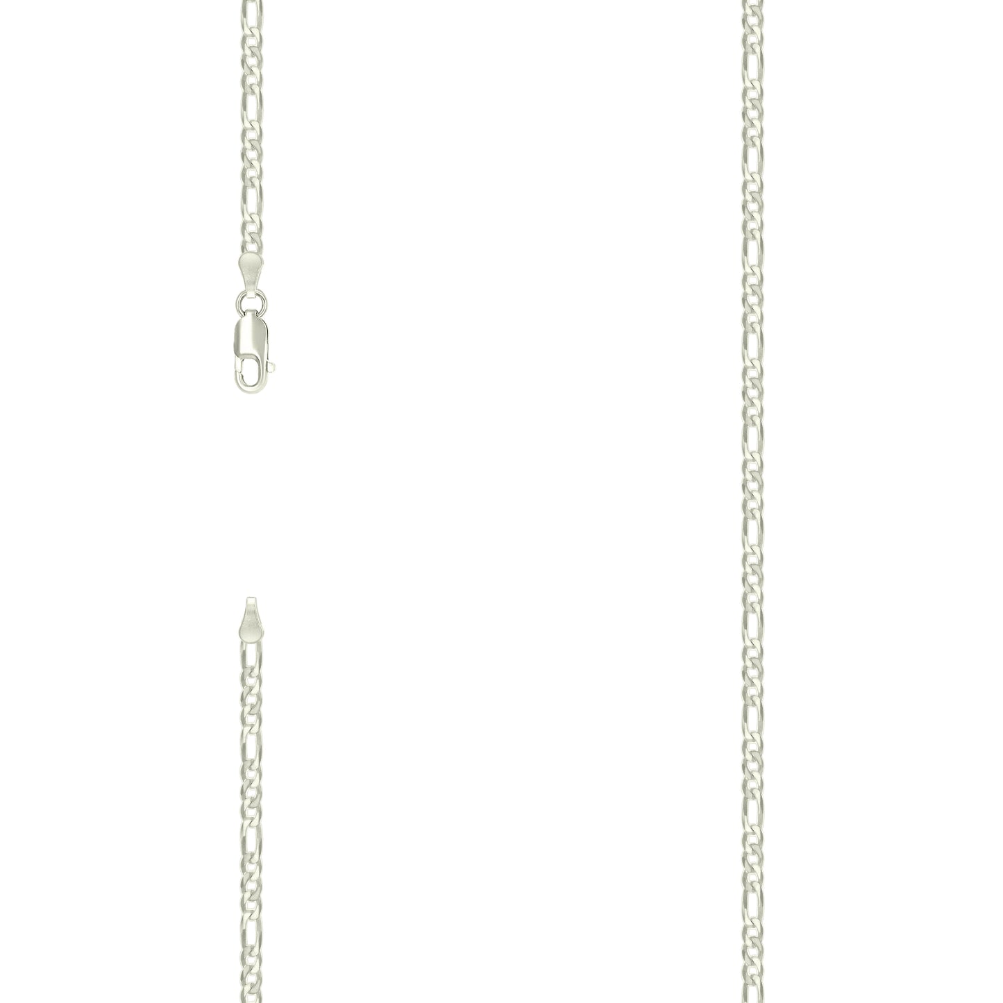 Sterling Silver Pave Super Flat Figaro Chain