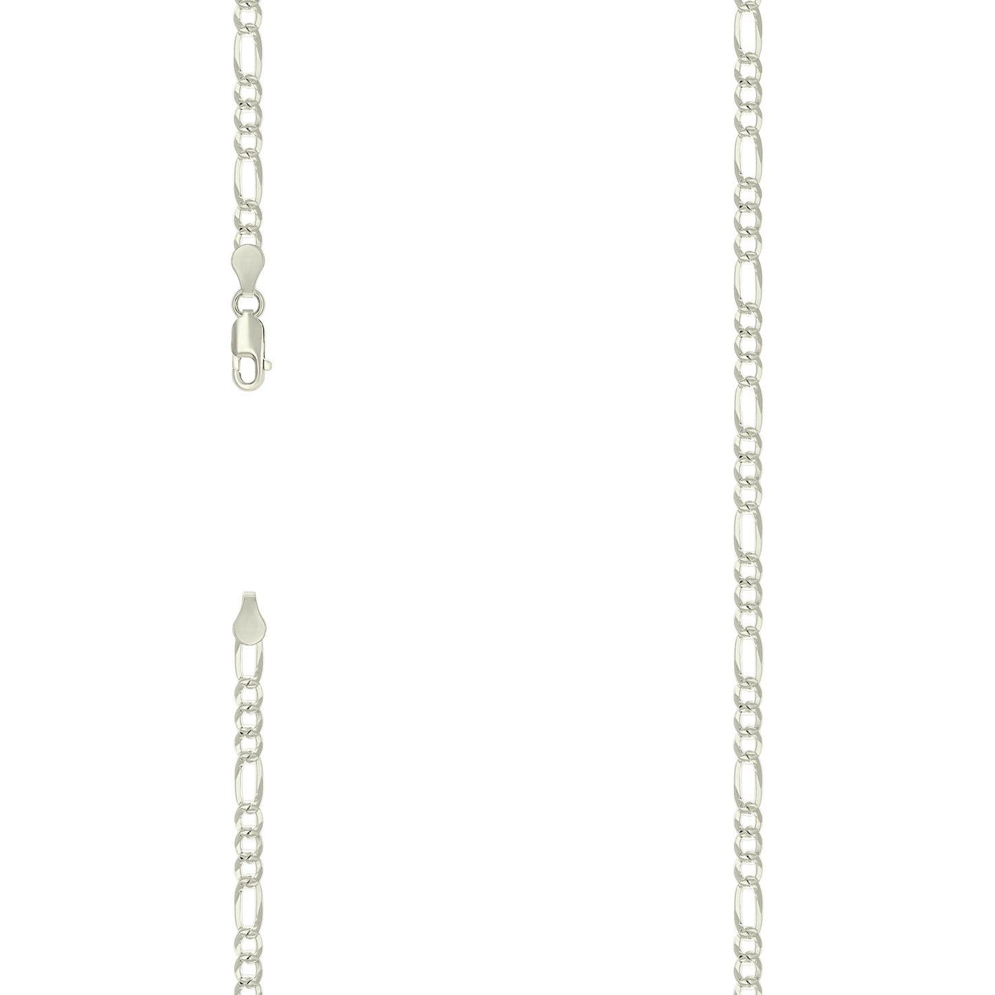 Sterling Silver Pave Super Flat Figaro Chain