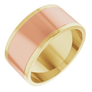 14K Yellow Or White Or Rose Gold Stepped-Edge Inlay Flat Band
