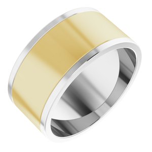 14K Yellow Or White Or Rose Gold Stepped-Edge Inlay Flat Band
