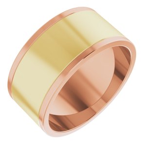 14K Yellow Or White Or Rose Gold Stepped-Edge Inlay Flat Band