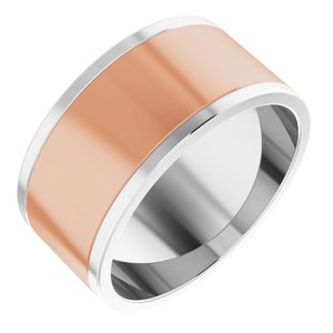 14K Yellow Or White Or Rose Gold Stepped-Edge Inlay Flat Band