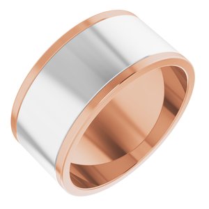 14K Yellow Or White Or Rose Gold Stepped-Edge Inlay Flat Band