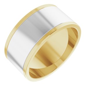 14K Yellow Or White Or Rose Gold Stepped-Edge Inlay Flat Band