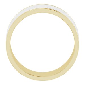 14K Yellow Or White Or Rose Gold Stepped-Edge Inlay Flat Band