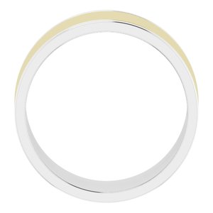 14K Yellow Or White Or Rose Gold Stepped-Edge Inlay Flat Band