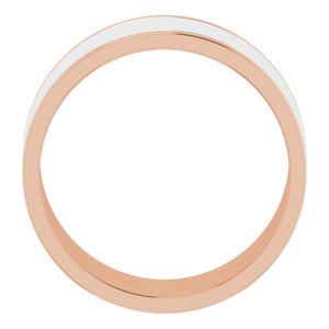 14K Yellow Or White Or Rose Gold Stepped-Edge Inlay Flat Band