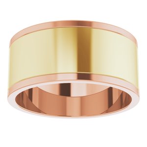 14K Yellow Or White Or Rose Gold Stepped-Edge Inlay Flat Band