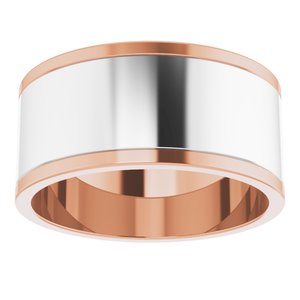 14K Yellow Or White Or Rose Gold Stepped-Edge Inlay Flat Band