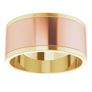 14K Yellow Or White Or Rose Gold Stepped-Edge Inlay Flat Band