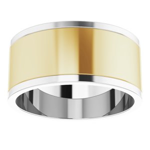14K Yellow Or White Or Rose Gold Stepped-Edge Inlay Flat Band