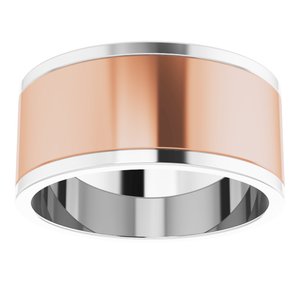 14K Yellow Or White Or Rose Gold Stepped-Edge Inlay Flat Band