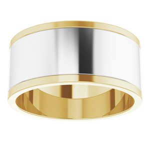 14K Yellow Or White Or Rose Gold Stepped-Edge Inlay Flat Band