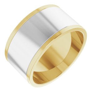 14K Yellow Or White Or Rose Gold Stepped-Edge Inlay Flat Band
