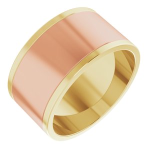 14K Yellow Or White Or Rose Gold Stepped-Edge Inlay Flat Band