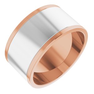 14K Yellow Or White Or Rose Gold Stepped-Edge Inlay Flat Band