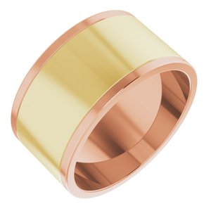 14K Yellow Or White Or Rose Gold Stepped-Edge Inlay Flat Band