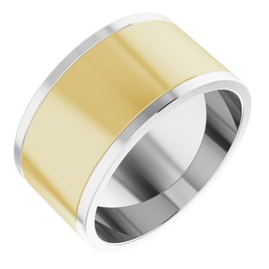 14K Yellow Or White Or Rose Gold Stepped-Edge Inlay Flat Band