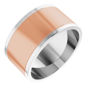 14K Yellow Or White Or Rose Gold Stepped-Edge Inlay Flat Band