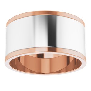 14K Yellow Or White Or Rose Gold Stepped-Edge Inlay Flat Band