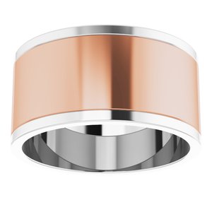 14K Yellow Or White Or Rose Gold Stepped-Edge Inlay Flat Band