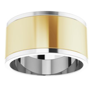 14K Yellow Or White Or Rose Gold Stepped-Edge Inlay Flat Band