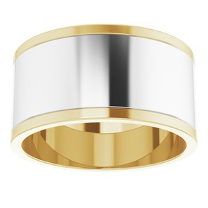 14K Yellow Or White Or Rose Gold Stepped-Edge Inlay Flat Band