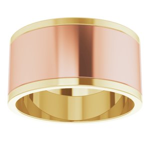 14K Yellow Or White Or Rose Gold Stepped-Edge Inlay Flat Band