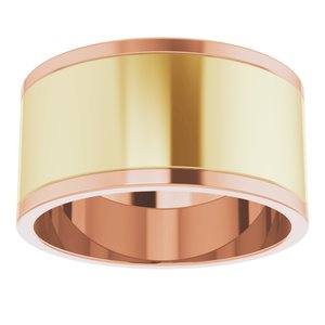 14K Yellow Or White Or Rose Gold Stepped-Edge Inlay Flat Band