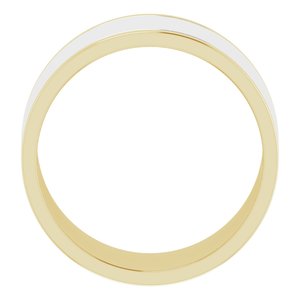 14K Yellow Or White Or Rose Gold Stepped-Edge Inlay Flat Band