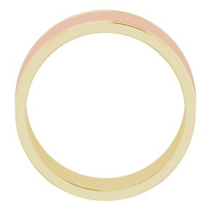 14K Yellow Or White Or Rose Gold Stepped-Edge Inlay Flat Band