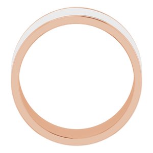 14K Yellow Or White Or Rose Gold Stepped-Edge Inlay Flat Band