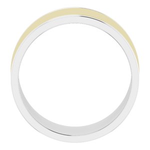14K Yellow Or White Or Rose Gold Stepped-Edge Inlay Flat Band