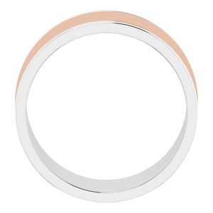 14K Yellow Or White Or Rose Gold Stepped-Edge Inlay Flat Band