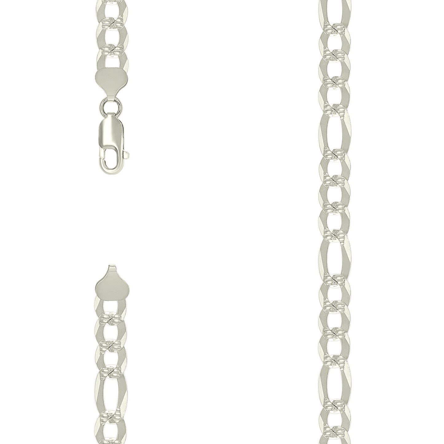 Sterling Silver Pave Super Flat Figaro Chain