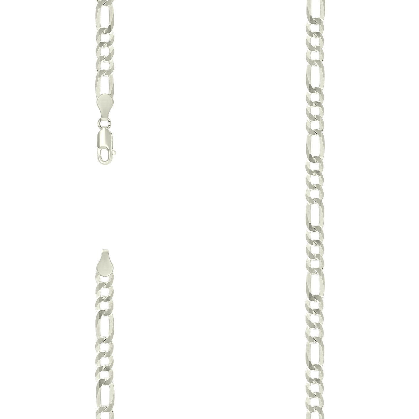 Sterling Silver Pave Super Flat Figaro Chain