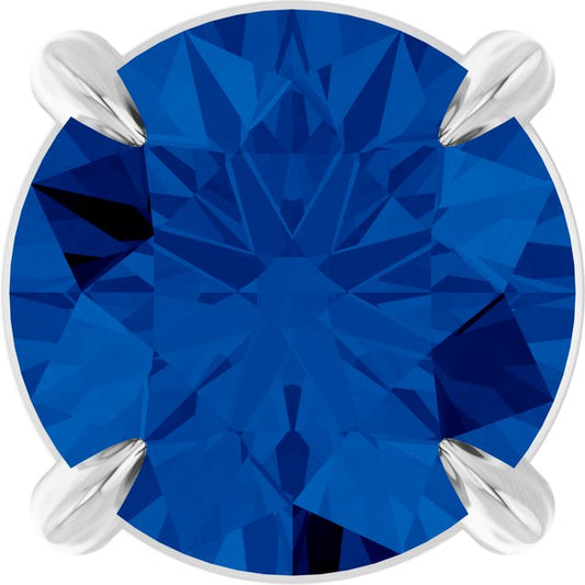 Sterling Silver Round  6 Mm Polished Lab-Grown Blue Sapphire Solitaire Slide Pendant