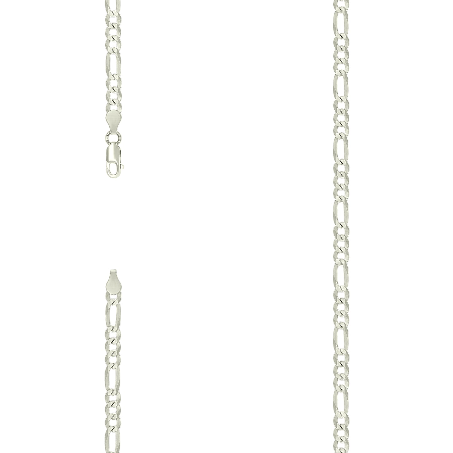 Sterling Silver Pave Super Flat Figaro Chain